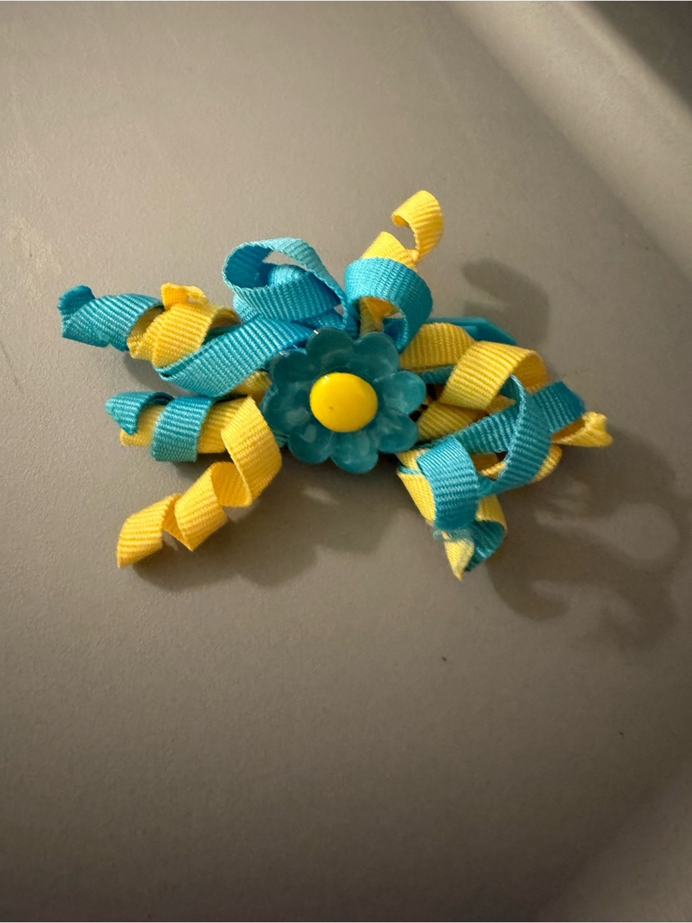 Vintage Gymboree flower showers 2010 yellow turquoise barrette